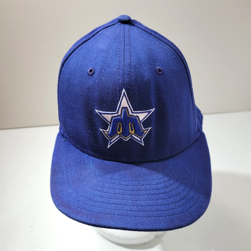 NEW ERA Seattle Mariners Cooperstown 100% Wool Hat Fitted 7 3/4 DAMAGED